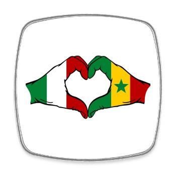 Italien Senegal Flagge Hände Herzform - Viereckiger Kühlschrankmagnet - Weiß - Vorne