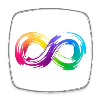 Coup de pinceau Rainbow Infinity - Magnet carré - blanc - Devant