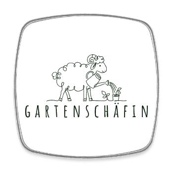 Gartenschäfin Minimalistisches Schaf mit Gießkanne - Viereckiger Kühlschrankmagnet - Weiß - Vorne