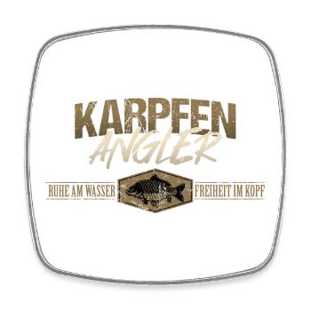 Karpfen Angler - Viereckiger Kühlschrankmagnet - Weiß - Vorne