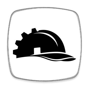 Construction Worker Helmet Gear and House - Square fridge magnet - white - Front