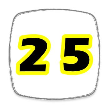 25 Zahl symbol - Viereckiger Kühlschrankmagnet - Weiß - Vorne