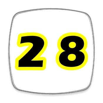 28 Symbole numérique - Magnet carré - blanc - Devant