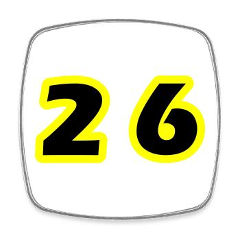 26 Number symbol - Square fridge magnet - white - Front