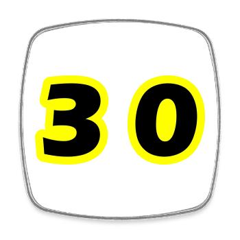 Symbole de 30 chiffres - Magnet carré - blanc - Devant