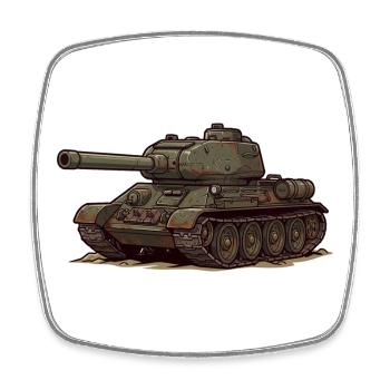 Illustration du char animé T-34 RCCX - Magnet carré - blanc - Devant