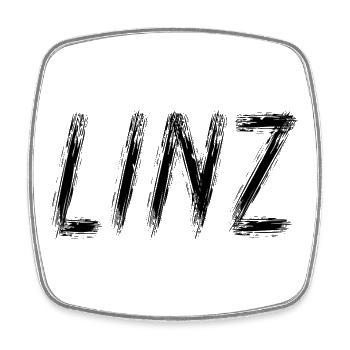 Linz, Österreich – Brush Stroke City Black - Viereckiger Kühlschrankmagnet - Weiß - Vorne