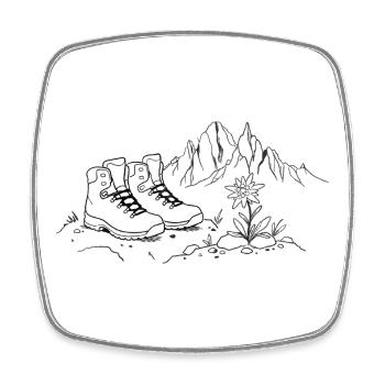 Hiking Boots Mountains Edelweiss - Square fridge magnet - white - Front