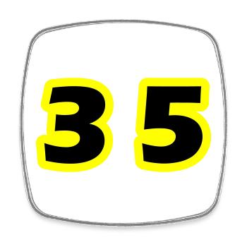 35 Zahl symbol - Viereckiger Kühlschrankmagnet - Weiß - Vorne