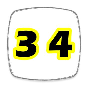 34 Number Symbol - Square fridge magnet - white - Front