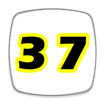 37 Zahl symbol - Viereckiger Kühlschrankmagnet - Weiß - Vorne