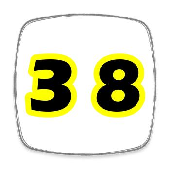 38 Number symbol - Square fridge magnet - white - Front