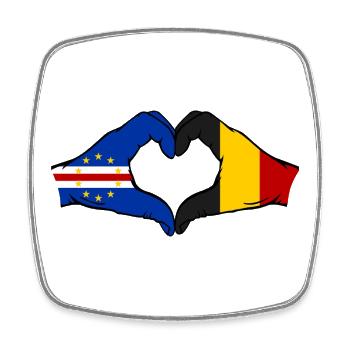 Drapeau du Cap-Vert Belgique Mains en forme de cœur - Magnet carré - blanc - Devant
