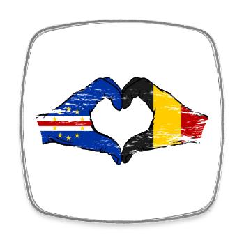 Cape Verde Belgium flag hands heart shape used - Square fridge magnet - white - Front