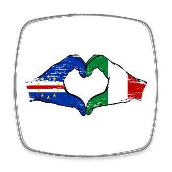 Mains du drapeau italien du Cap-Vert en forme de cœur utilisées - Magnet carré - blanc - Devant
