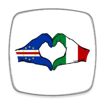 Cape Verde Italy Flag Hands Heart Shape - Square fridge magnet - white - Front