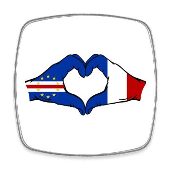 Drapeau du Cap-Vert France, mains en forme de cœur utilisées - Magnet carré - blanc - Devant