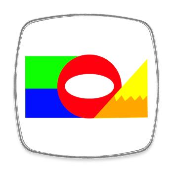 Composition des blocs de couleurs de la géométrie néon - Magnet carré - blanc - Devant