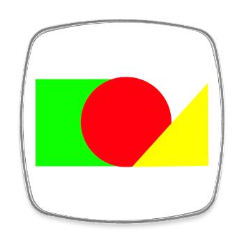 Red circle meets green-yellow - Square fridge magnet - white - Front