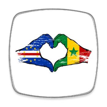 Mains du drapeau du Sénégal du Cap-Vert en forme de cœur utilisées - Magnet carré - blanc - Devant