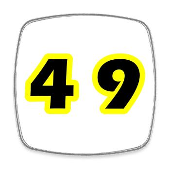 Symbole du chiffre 49 - Magnet carré - blanc - Devant