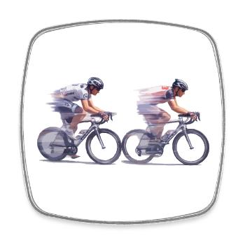 Double Race Sprint Cycling - Square fridge magnet - white - Front