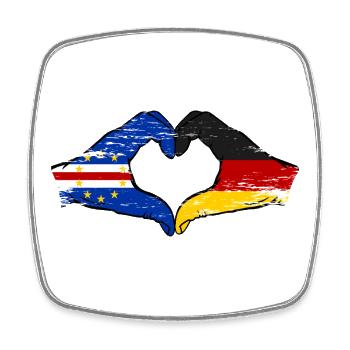 Cape Verde Germany Flag Hands Heart Shape Used - Square fridge magnet - white - Front