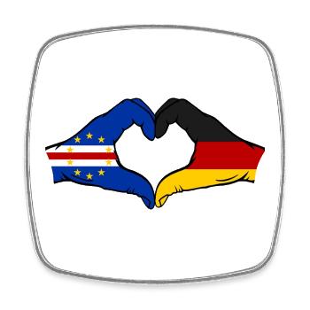 Mains du drapeau allemand du Cap-Vert en forme de cœur utilisées - Magnet carré - blanc - Devant