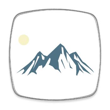 Lever de soleil en silhouette de montagne - Magnet carré - blanc - Devant