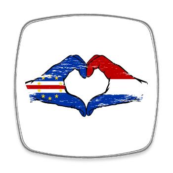 Mains du drapeau du Cap-Vert en forme de cœur utilisées - Magnet carré - blanc - Devant
