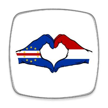 Cape Verde Holland Flag Hands Heart Shape - Square fridge magnet - white - Front