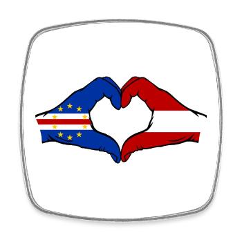 Cape Verde Austria Flag Hands Heart Shape - Square fridge magnet - white - Front