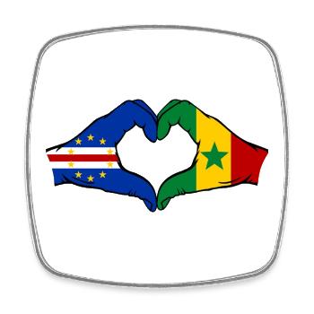 Cape Verde Senegal Flag Hands Heart Shape - Square fridge magnet - white - Front