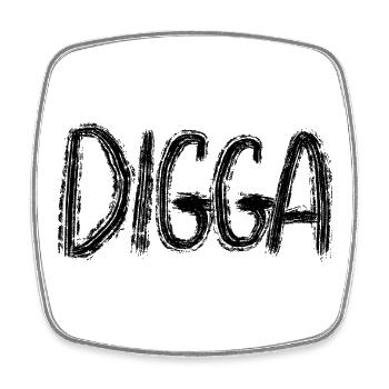 DIGGA - Viereckiger Kühlschrankmagnet - Weiß - Vorne