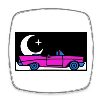 Retro 80s Convertible Graphic - Square fridge magnet - white - Front