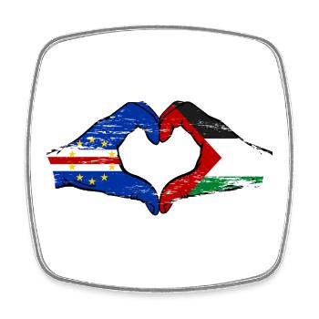 Kap Verde Palaestina Flagge Hände Herzform used - Viereckiger Kühlschrankmagnet - Weiß - Vorne