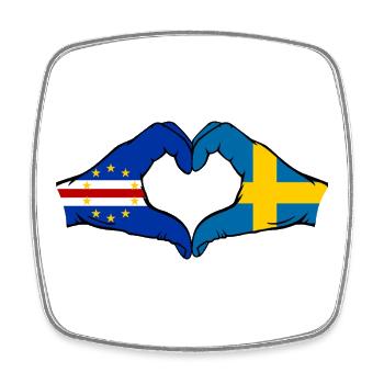 Cape Verde Sweden Flag Hands Heart Shape - Square fridge magnet - white - Front