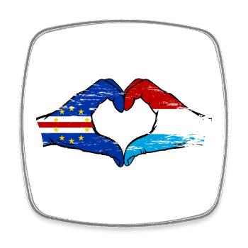 Cape Verde Luxembourg flag hands heart shape used - Square fridge magnet - white - Front