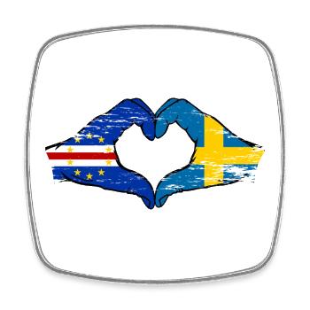 Kap Verde Schweden Flagge Hände Herzform used - Viereckiger Kühlschrankmagnet - Weiß - Vorne