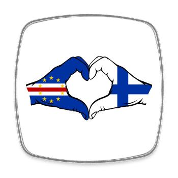 Drapeau du Cap-Vert Finlande en forme de cœur - Magnet carré - blanc - Devant