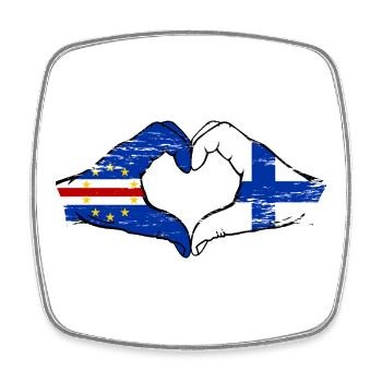 Kap Verde Finnland Flagge Hände Herzform used - Viereckiger Kühlschrankmagnet - Weiß - Vorne