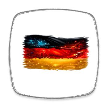 Tech-Circuit Neon Nebel Deutschland flagge - Viereckiger Kühlschrankmagnet - Weiß - Vorne