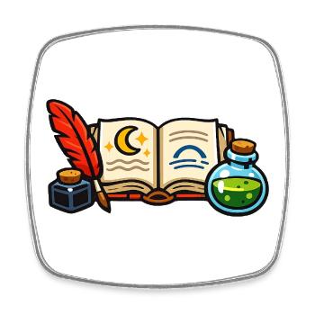 Mondschein Bibliothek der Alchemie - Viereckiger Kühlschrankmagnet - Weiß - Vorne