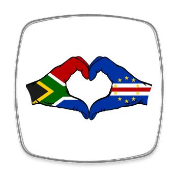 Kap Verde Südafrika Flagge Hände Herzform - Viereckiger Kühlschrankmagnet - Weiß - Vorne