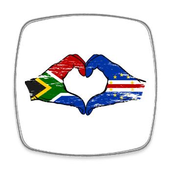 Kap Verde Südafrika Flagge Hände Herzform used - Viereckiger Kühlschrankmagnet - Weiß - Vorne