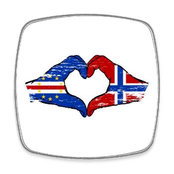 Kap Verde Norwegen Flagge Hände Herzform used - Viereckiger Kühlschrankmagnet - Weiß - Vorne