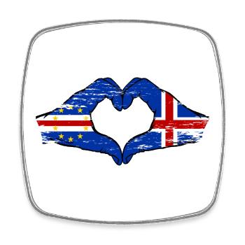 Kap Verde Island Flagge Hände Herzform used - Viereckiger Kühlschrankmagnet - Weiß - Vorne