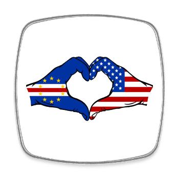 Kap Verde USA Flagge Hände Herzform  - Viereckiger Kühlschrankmagnet - Weiß - Vorne