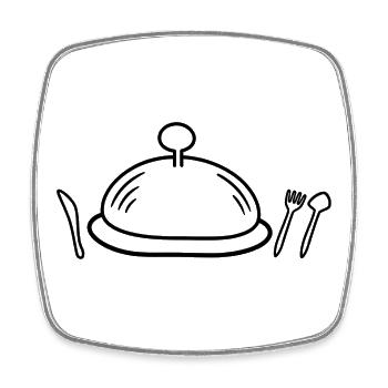 Silhouette cloche et couverts - Magnet carré - blanc - Devant