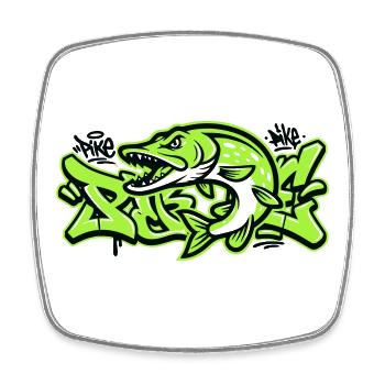 Hecht Graffiti Grafik - Viereckiger Kühlschrankmagnet - Weiß - Vorne